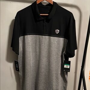Nike Men's Polo Shirt in Black and Gray Stripes